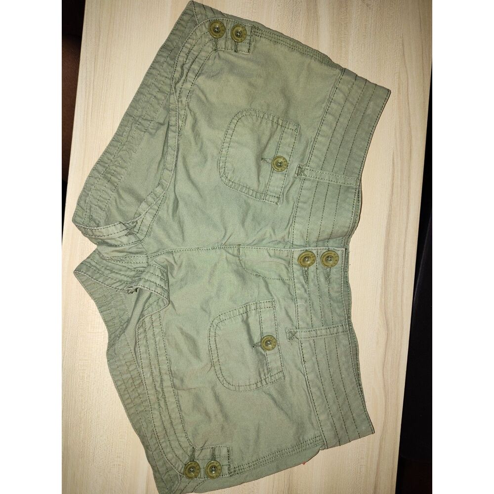 Y2K Green High‑Waisted Cotton Shorts – Size 11 Junior